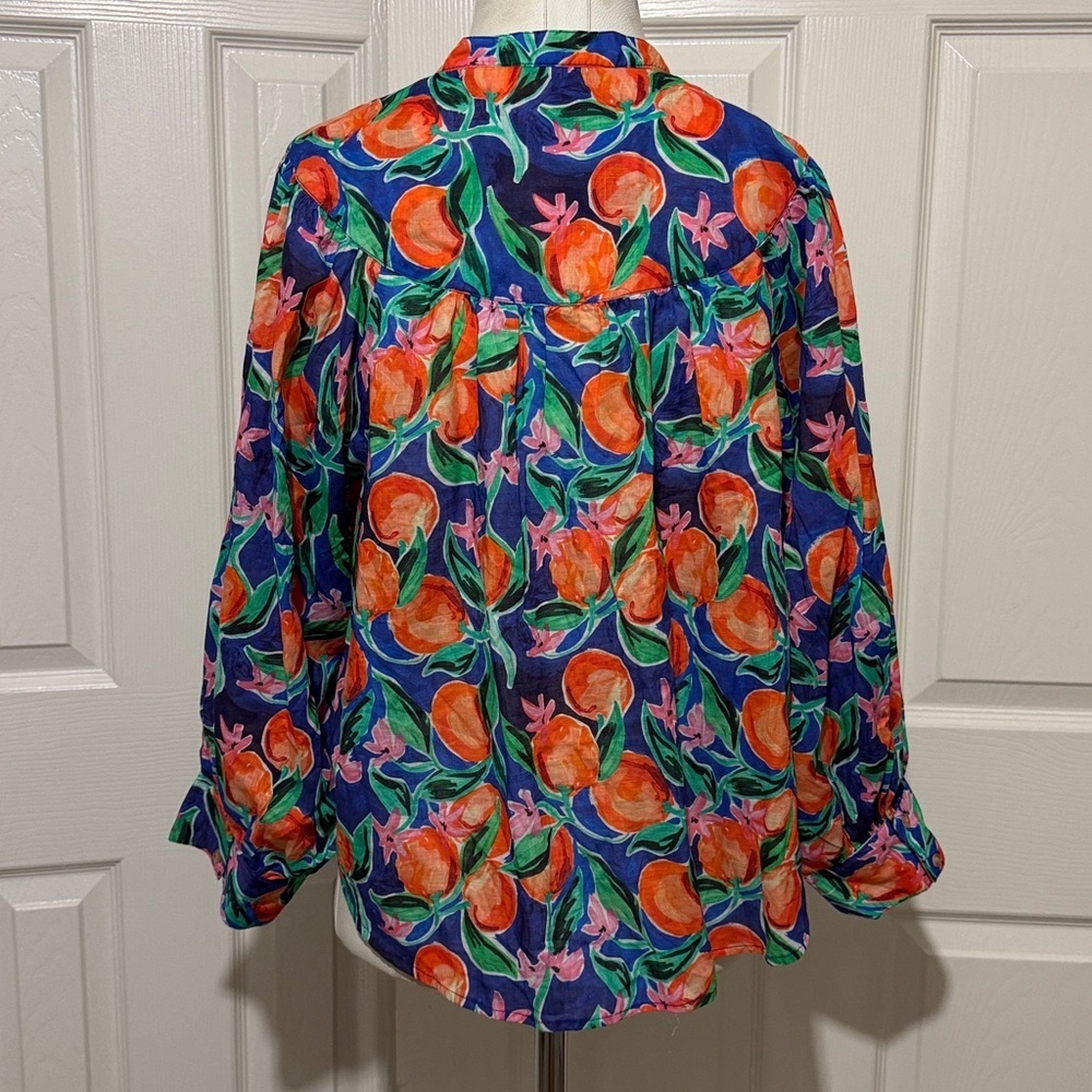 Grace Poole for Anthropologie Printed Blouse Floral Frutal Lightweight Cotton - Picture 5 of 7